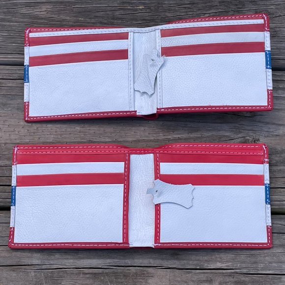 Multicolor Men Wallet US Flag Bifold Cardholder Handmade Genuine Leather Men Pur - Picture 8 of 12